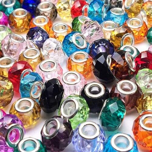 100 Pcs Mixed Imitation Glass Beads, Colorful Large Hole Craft Beads Assorted European Craft Bead, Bead Glass Charm For clothing