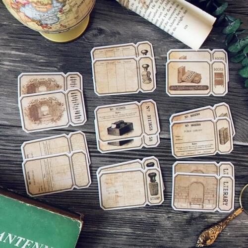 16pcs Kawaii Stationery Stickers Retro library DIY Craft Scrapbooking Album Junk Journal Happy Planner Diary Stickers