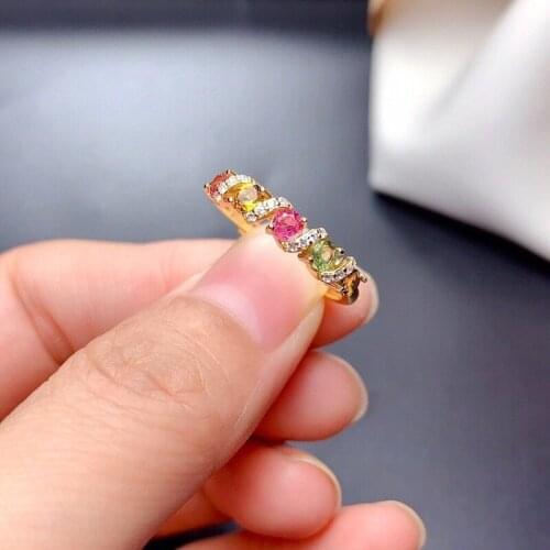 2021 New Fashion Simulation Colorful Tourmaline Zircon Open Rings for Women Elegant Wedding Engagement Jewelry Gifts