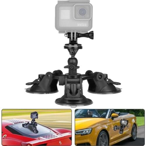 Suction Cups Camera Stand Holder Vehicle Car Roof Top Mount for Gopro Hero 7 6 5 Black Sony FDR-X3000 XiaoYi 4K+ Sports Camera