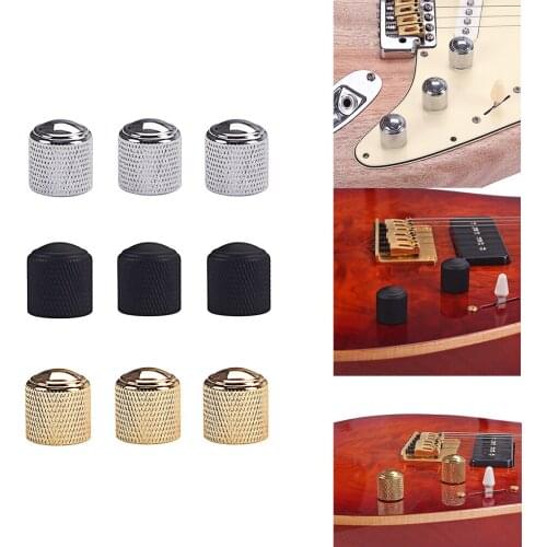 3pcs Volume Tone Control Knob Button Silver/Black/Gold for Electric Guitar