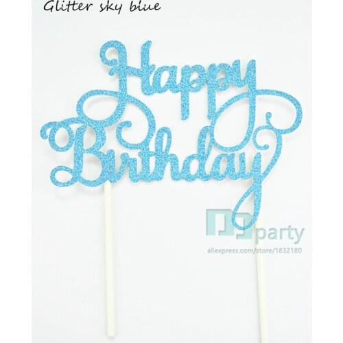 5 Colour Happy Birthday Cake Toppers, Gold Glitter Cake, Gold Glitter Birthday Cake Topper, Birthday Cake Topper 1pcs