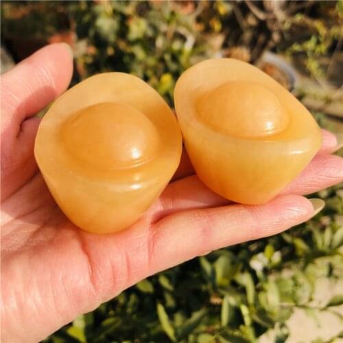 5cm Natural yellow jade Gold ingot hand carved quartz specimen healing 2pcs