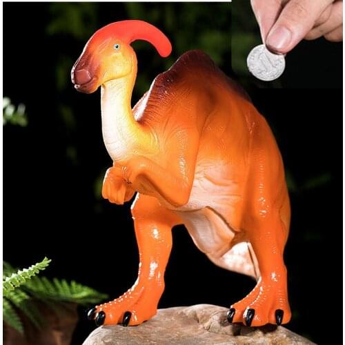 500 Coins Capacity Resin Parasaurolophus Piggy Bank Storage Money Saving Deposit Box Home Decoration New Year Toy Gift for boy