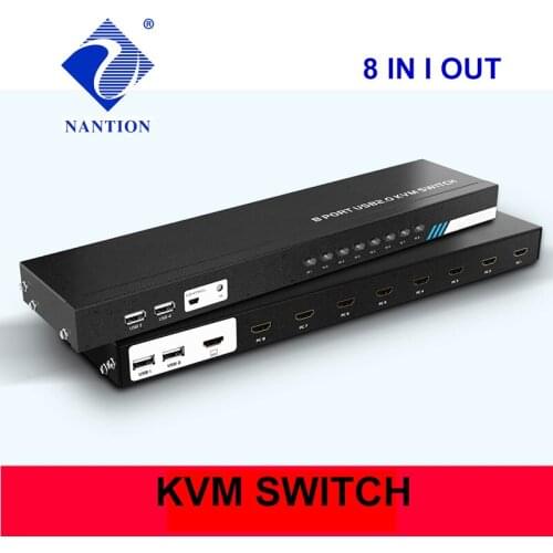8 Ports KVM Switcher 8 IN 1 Out Hdmi-compatible USB Switch Splitter for Sharing Monitor Keyboard Mouse Adaptive EDID/HDCP
