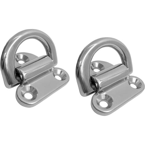 8pcs 6mm Folding Deck Pad Eyes / Lashing D Ring Tie Down Point Anchor Fixing Cleat Plate - Marine Grade 316 Stainless Steel