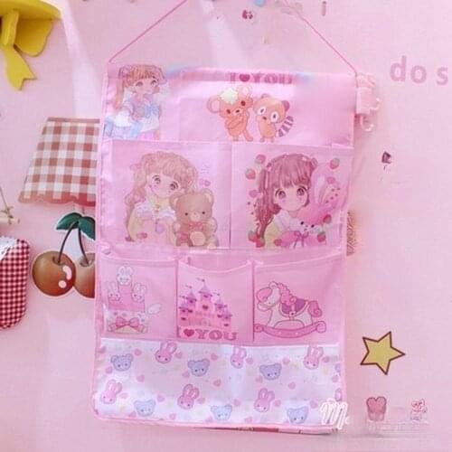 Anime Sailor Moon My Melody Little Twin Stars Cloth Storage Bags Dormitory Decor Girls Lovely Cartoon Wall Hanging Bag Organizer