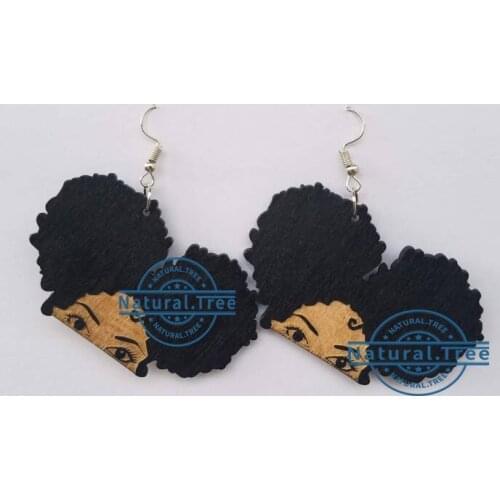 Free shipping!!Newest African American AFRO Wooden Earrings