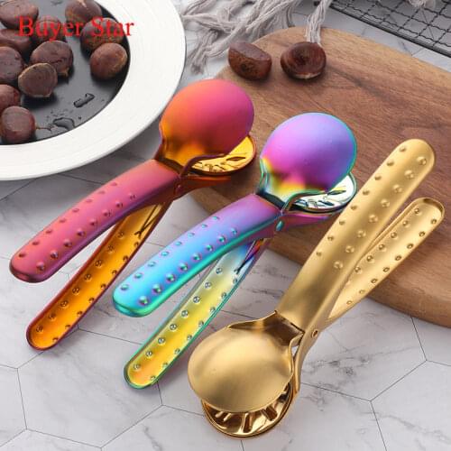 Quick Manual Stainless Steel Chestnut Clip Gold Nuts Opener Metal Walnut Pliers Nutcracker Sheller Cutter Kitchen gadgets tools