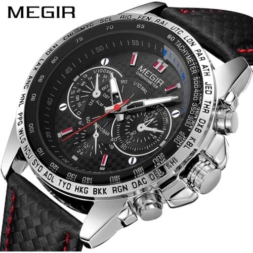 MEGIR Mens Watches Top Brand Luxury Quartz Watch Men Small Dial Decoration Fashion Luminous Army Waterproof Men Wristwatch 1010G