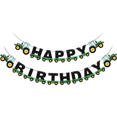 BESTOYARD Tractor Birthday Banner Tractor Garland Bunting for Tractor Birthday Party Supplies Decorations (Green)