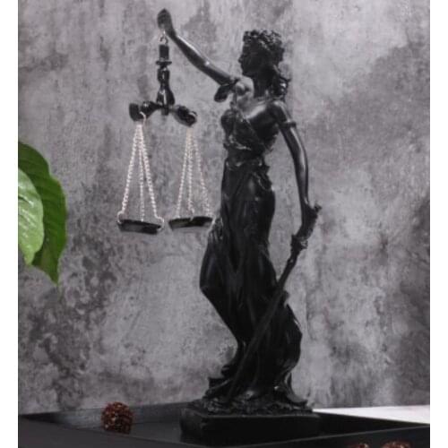 Greek Justice and Justice retro balance statue black Goddess creative display of European-style creative retro cafe sculpture