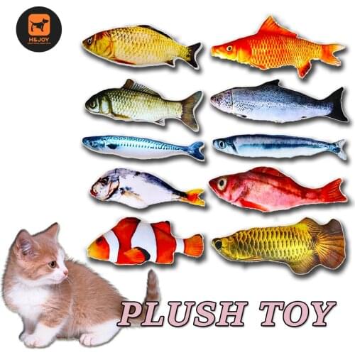 H&JOY Cat Toys Fish Interacitve 3D Simulation Realistic Floppy Cat Chew Toys Bite Plush Toy Stuffed Soft Toys Funny Pet Supplies