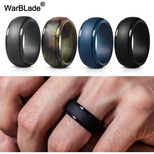 WarBLade New 4pcs/set Food Grade FDA Silicone Finger Ring Hypoallergenic Flexible Silicone Rings For Men Wedding Rubber Bands
