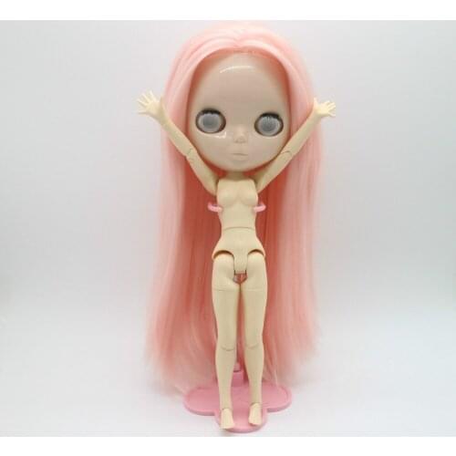 Without eyes chips without make up pink hair joint body Nude blyth doll for DIY 0424
