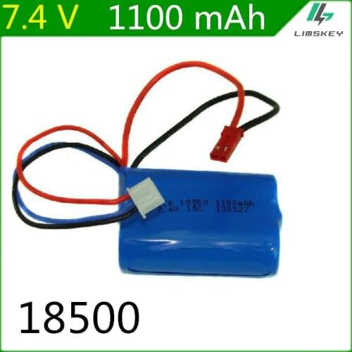 7.4V 1100mAH Lipo Battery For Remote control helicopter Li-po battery 7.4 V 1100 mAH 15C discharge 18500 toy batteryCylindrical