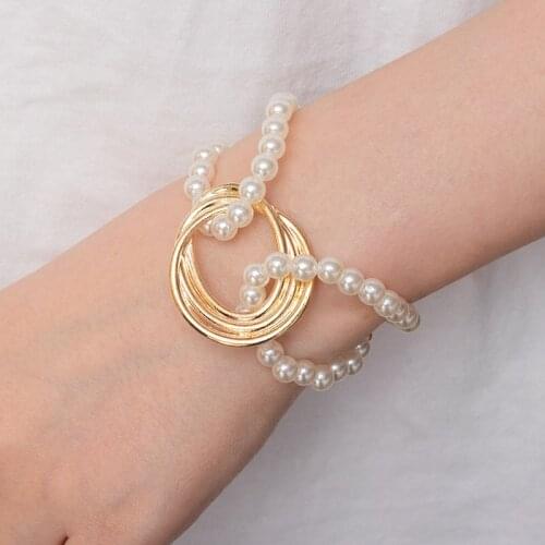 LOVR Fashion Multilayer Beads Pearl Bracelets for Women Bracelets Set Gold Color Metal Female Bracelet Bangles Trendy Jewelry