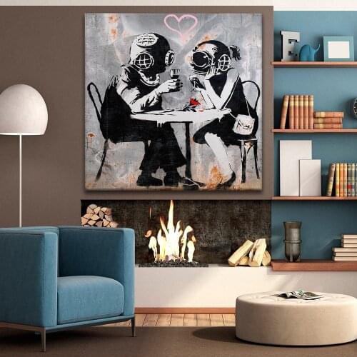 Love Wall Art Banksy Canvas Valentines Day Gift Graffiti Wall Art Sensual Art Wall Mural Print Street Art Lovers Picture Decor