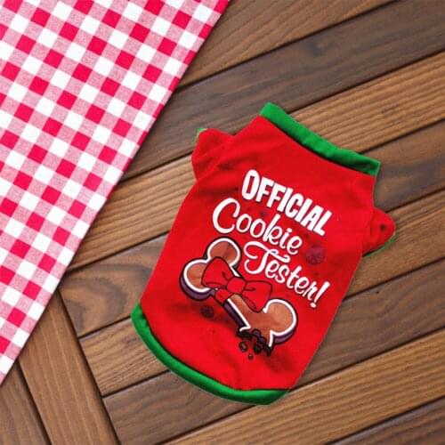 Cute Pet Christmas Clothes Vest Costume Holiday Clothing Dog Soft Cotton Short Sleeve T Shirt New Year Puppy Shirt Pets Decors