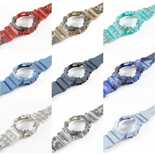 Mens Camouflage Resin Strap Watch Accessories with Buckle For CASIO G-SHOCK GD120GA100GA110GA100 Mens Outdoor sports Watch Strap