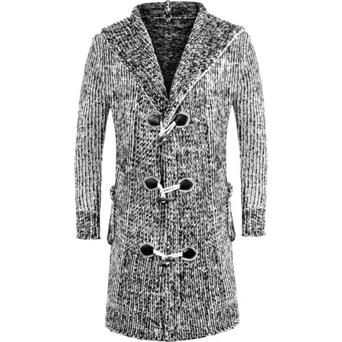 Men Winter Warm Hooded Long Sweatercoat Fashion Style Men Thicker Warm Casual Sweaters Cardigan Long Sweaters Size 3XL