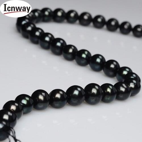 Natural A round black Freshwater Pearl 9-10mm 15inches DIY necklace bracelet earring FreeShipping Wholesale
