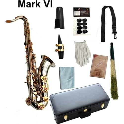 Brand New MARK VI Tenor Saxophone Bb Tune Nickel-Plated Gold keys Woodwind Instrument With Case Mouthpiece Golves Free Shipping