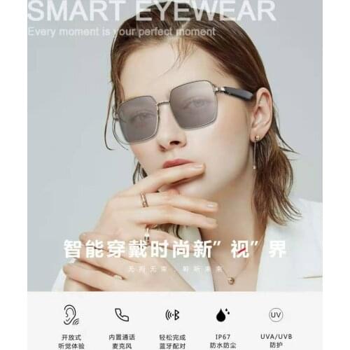 New Smart Glasses TWS Wireless Bluetooth Bone-Conduction Waterproof Earphones Sports Headset Music Sunglasses