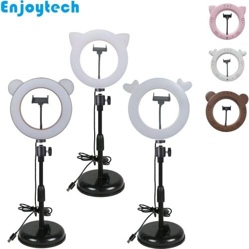 New Creative Cute 11inches LED Ring Flash Lamp with Tabletop Mount Holder Stand Tripod for LIve Streaming Video Bloggers
