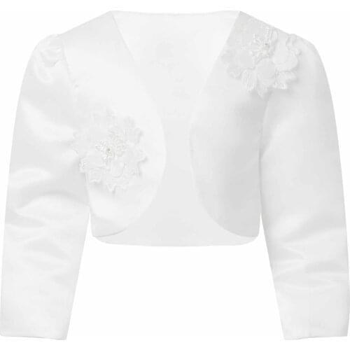 Girl Long Sleeve Coat Cardigan Autumn Flowers Adorned Coats Jacket Childrens Boleros Flower Girl Dresses Jackets Cape Kids Wrap