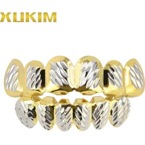GH280 Xukim Jewelry Foctory Price Drop Ship Factory direct sales Hip Hop Rapper Vampire Grillz Dental Jewelry Gold Grillz