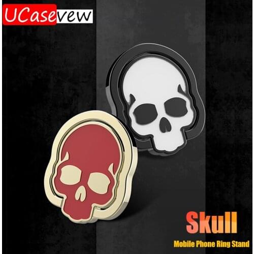 Mobile Popular Finger Ring Stand Holder For iPhone Huawei Skull Phone Magnetic Metal Ultra-thin Rotate Bracket Ring Holders Dock