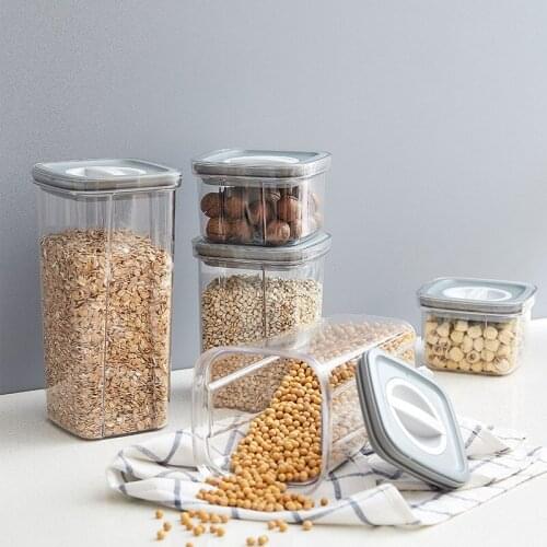 Transparent Sealed Jar Plastic Kitchen Food Storage Box Nut Coffee Bean Storage Jar Household Grain Nut Snack Sealed Storage Box