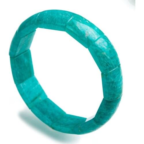 Drop Shipping Natural Green Amazonite Bracelets Women Men Stretch Rectangle Bead Crystal Bangle Bracelet 16*8mm