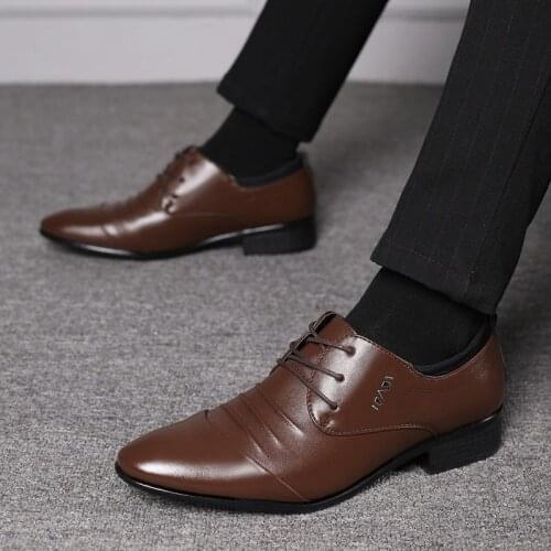 Size 38-48 Lace-up Office Formal Oxford Shoes Leather Office Men Shoes Classic Cheap Wedding Dress Party Shoes for Men Leather