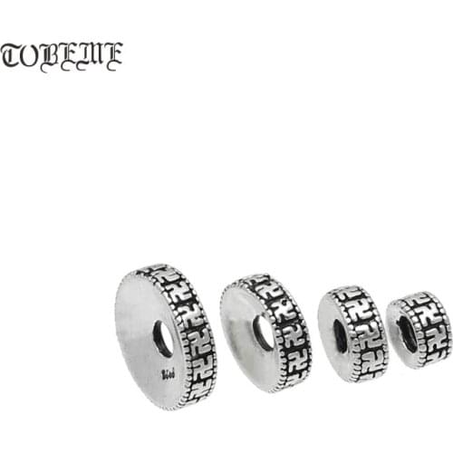Handmade 925 silver space beads wanzi symbol beads feng shui symbol beads thai silver jewelry spacer beads mala accessory