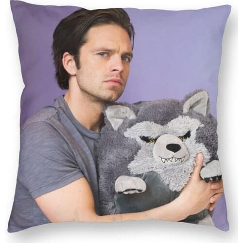 Sebastian Stan Handsome Man Cushion Cover Sofa Home Decorative Square Throw Pillow Case 40x40cm
