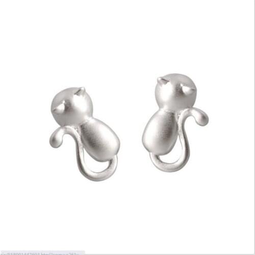 Fashion 925 Sterling Silver Earring Cute Tiny Symmetry Cat Stud Earrings Gift For School Girls Daughters Gift Brincos ES274