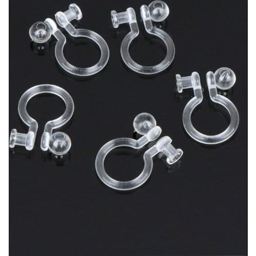 30pcs Environmental Protection Transparent Plastic Womens No Piercings Earrings Ear Clip Anti-pain DIY Jewelry making Component