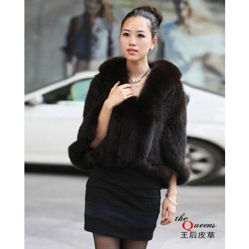 Genuine Mink Fur Shawls Mink Fur Poncho Womens Winter Fashion Ladies Knitted Scarves With Fox Fur Coats Warm