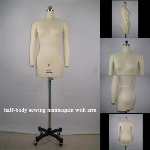 EU & US Size standards Professional level Sewing mannequin Insertable needle Half-body woman Dressmaker model with arms