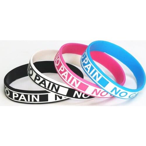 1PC Hot Sale Fashion Silicone Wristband NO PAIN NO GAIN Motivation Silicone Bracelets& Bangles Adult Size SH082