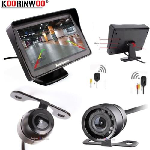 Koorinwoo Car Parking System Kit 4.3" TFT LCD Color Rearview Display Monitor + Waterproof Reversing Backup Auto Rear View Camera
