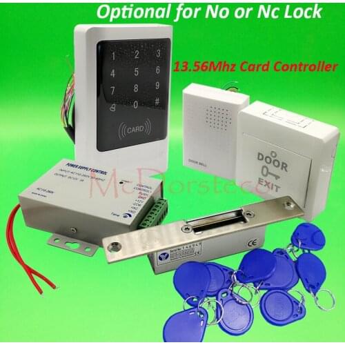 Touch Keypad Metal Waterproof door Access Control Full 13.56mhz IC Door Lock control system Kit Yli Narrow Electric Strike Lock