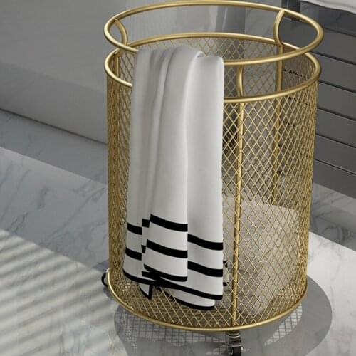 Nordic style simple dirty clothes basket iron art storage basket household luxury dirty clothes storage basket bathroom laundry