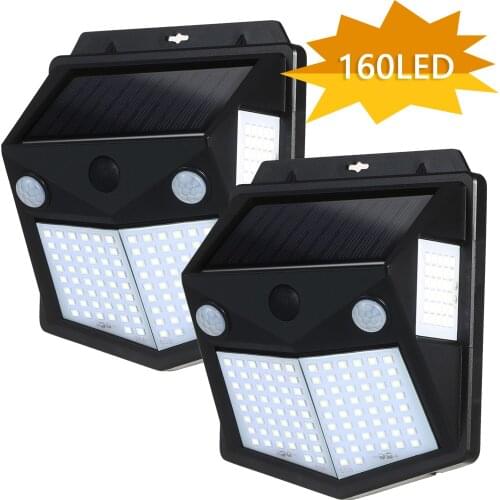Solar Lights Outdoor Wireless 160 LED Solar Motion Sensor Lights IP65 Waterproof Solar Power Lamp for Lawn Garden Patio Yard