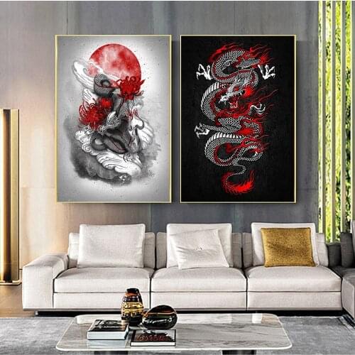 Modern Art Chinese Flying Dragon Tengyun Rides The Fog Canvas Painting Posters And Prints Home Living Room Decoration Pictures