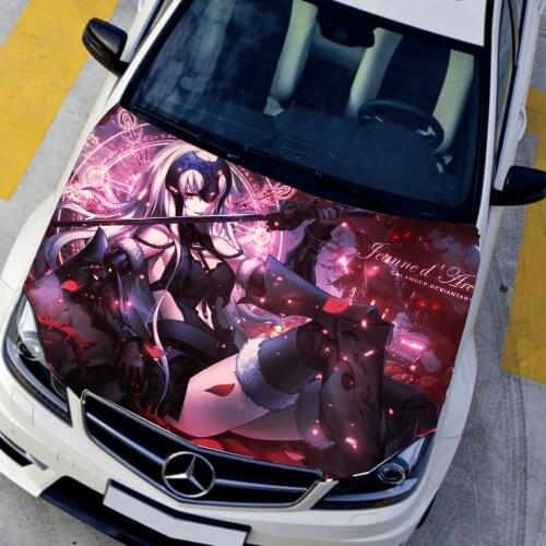 Fate/Grand Order ACE Jeanne d'Arc Alter Anime Characters Hood Sticker Engine Cover Decals Sticker On Car For KIA OPEL SKODA GOLF
