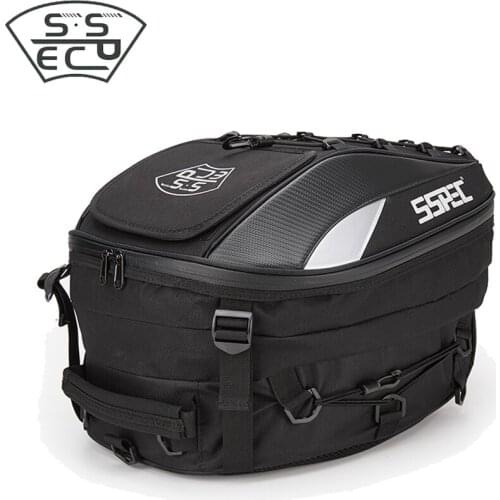 High Capacity Motorcycle Back Seat Bag Waterproof Durable Scalable Moto Storage Bag Helmet Backpack Riding Travel Saddle Bag