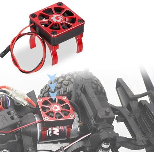 RC Motor Heatsink Cooling Fan with 2 Clamps & Adapter Cable Part for 540 550 Series Brushed Motor Compatible with RC Crawler Car